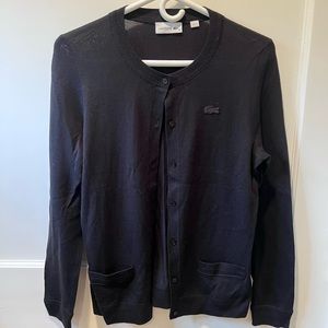 LACOSTE black crew neck cardigan